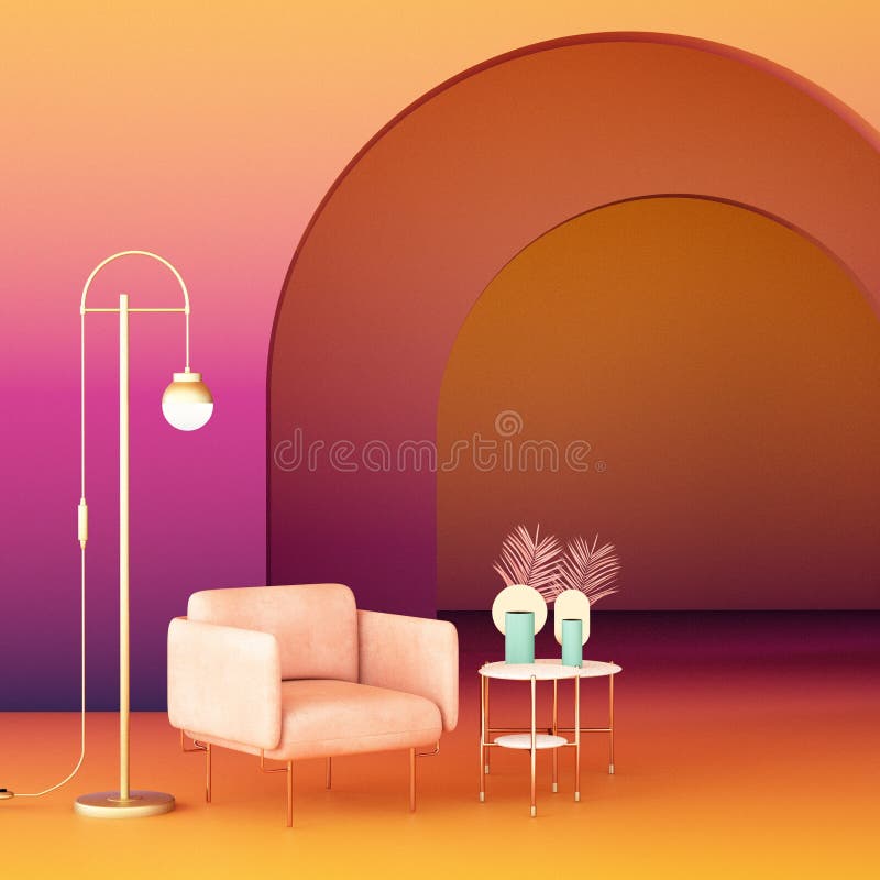 Interior Design for Geometric Concept Design Stock Illustration