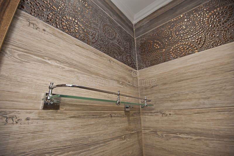 Interior of a luxury show home bathroom with shelf stock photos Interior of a luxury show home bathroom with shelf stock photos