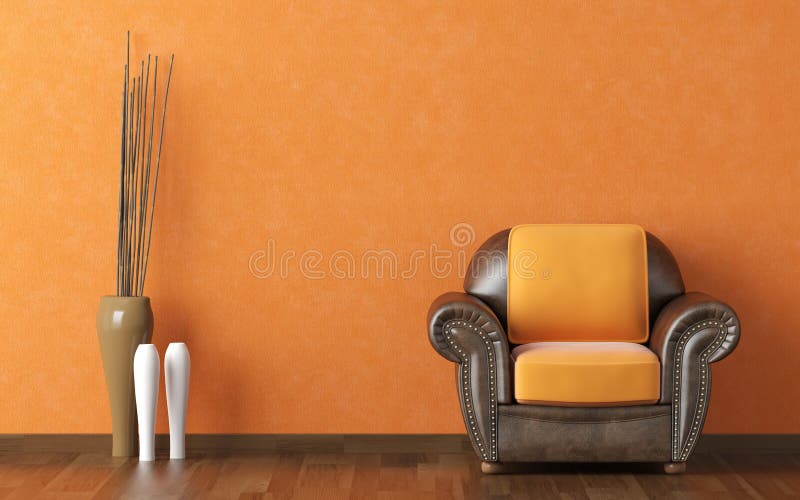 Interior design orange wall