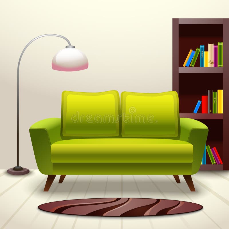Interior design sofa stock illustration
