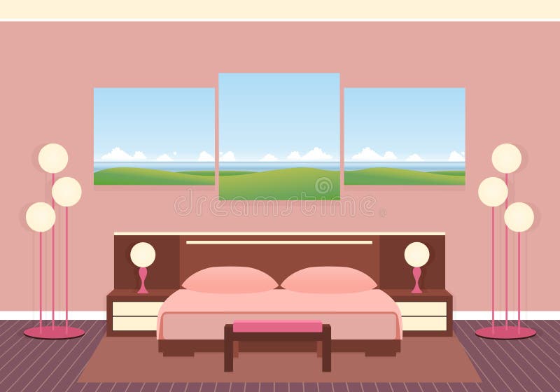 Interior do quarto da elegância com mobília, lâmpadas e imagem composta ilustração royalty free Interior do quarto da elegância com mobília, lâmpadas e imagem composta ilustração royalty free