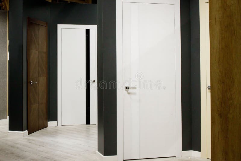 Interior doors for sale in a specialized store