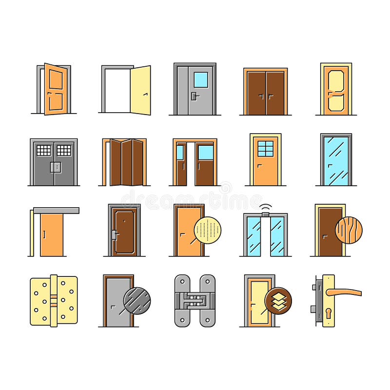 Collection of Interior Doors Stock Vector - Illustration of handle ...