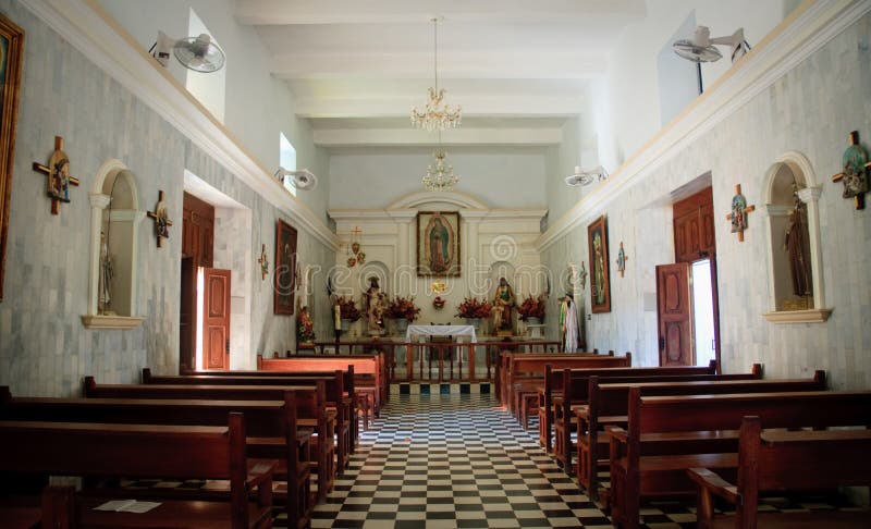 Interior of El Quelite Church in Mexico royalty free stock photography