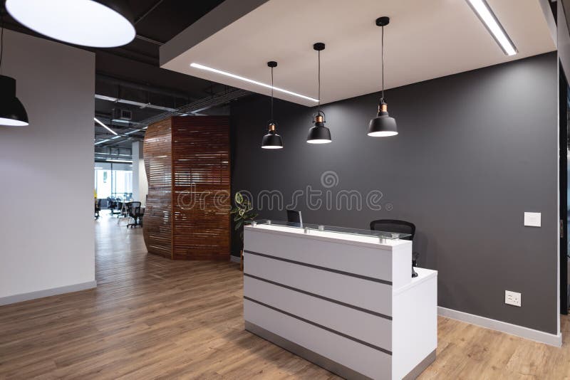 Interior of Empty Lobby with Reception Counter in Modern Office Stock Image  - Image of concept, interior: 224980271
