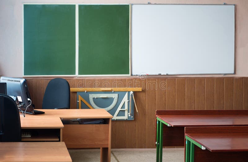 Interior of an Empty School Class. Stock Photo - Image of desk, protractor:  121594724