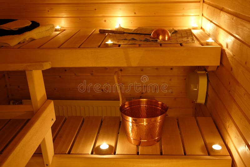 Interior of a Finnish sauna