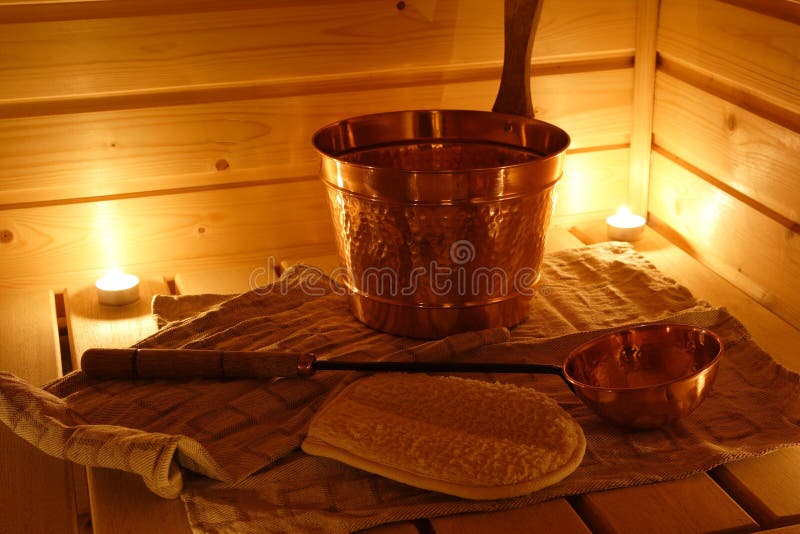 Interior of a Finnish sauna