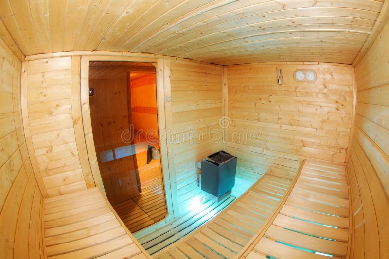 Interior of Finnish Sauna, Classic Wooden Sauna Stock Photo Image of