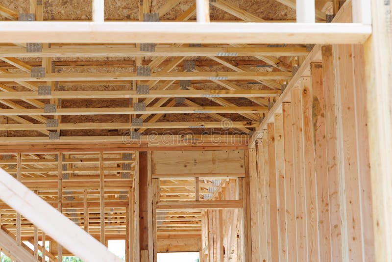 Interior Framing Beam of New House Under Construction Home Framing Stock Photo Image of