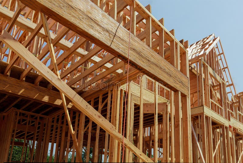 Interior framing of a new house under construction royalty free stock image Interior framing of a new house under construction royalty free stock image