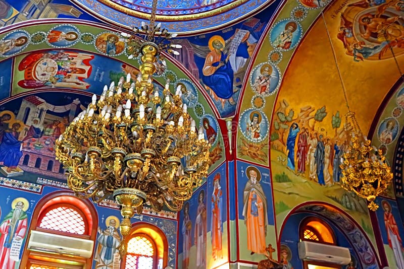 Interior of greek orthodox church of St. George, Kafr Cana Kafr Kanna, Israel