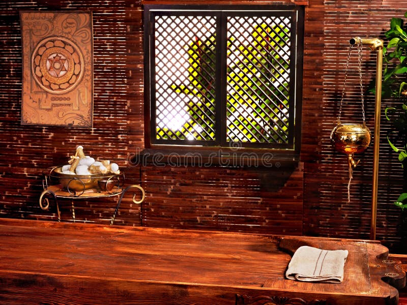 Hindu Ayurveda Massage Spa. Stock Image Image of massaging, leaves