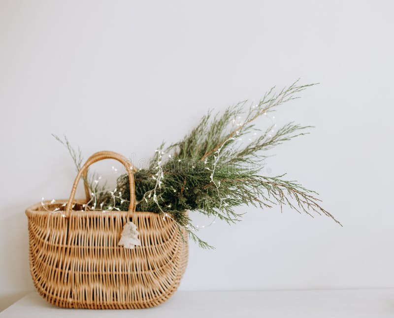 interior house new year christmas basket isolated