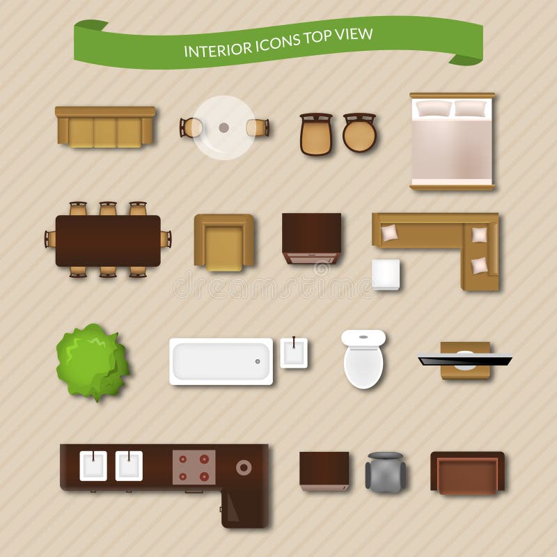 Interior Icons Top View stock illustration Interior Icons Top View stock illustration