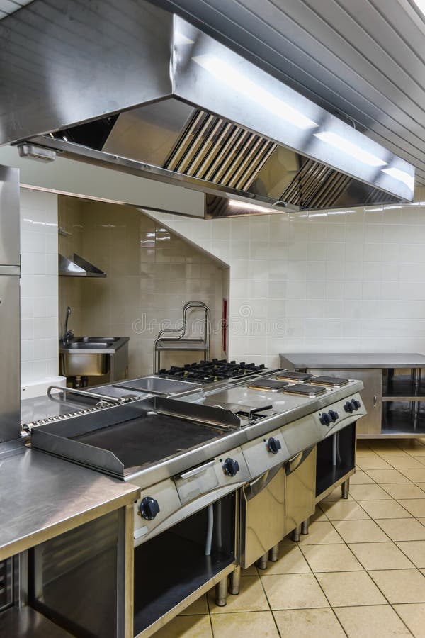 Interior of the industrial kitchen stock images
