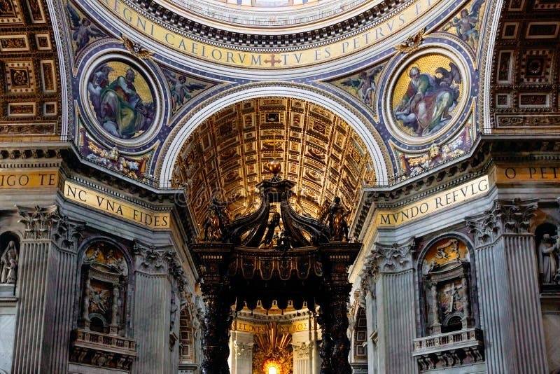 Interior Inside the St Peters Basilica Catholic Church in the Vatican ...