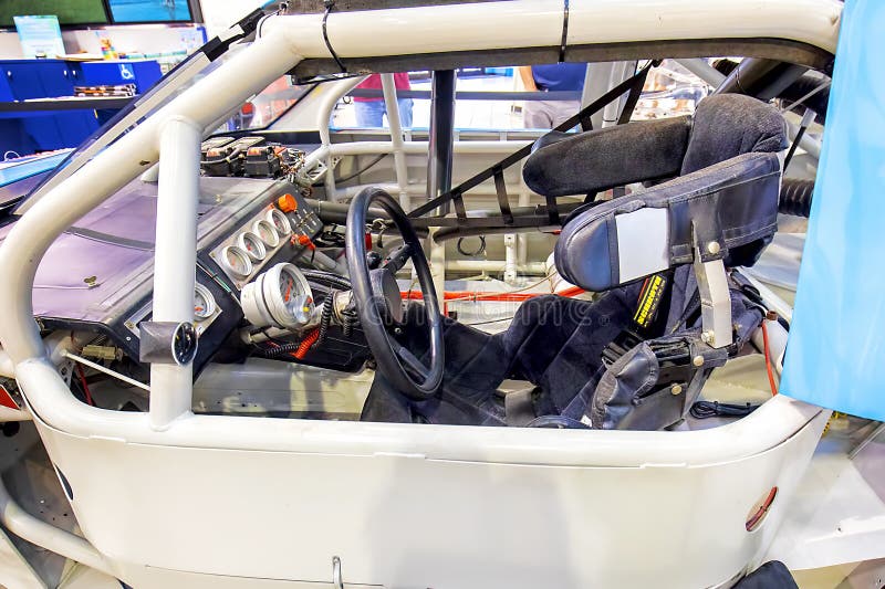 Interior internacional del coche de carreras de Nascar de la exhibición del carretera de Daytona foto de archivo Interior internacional del coche de carreras de Nascar de la exhibición del carretera de Daytona foto de archivo