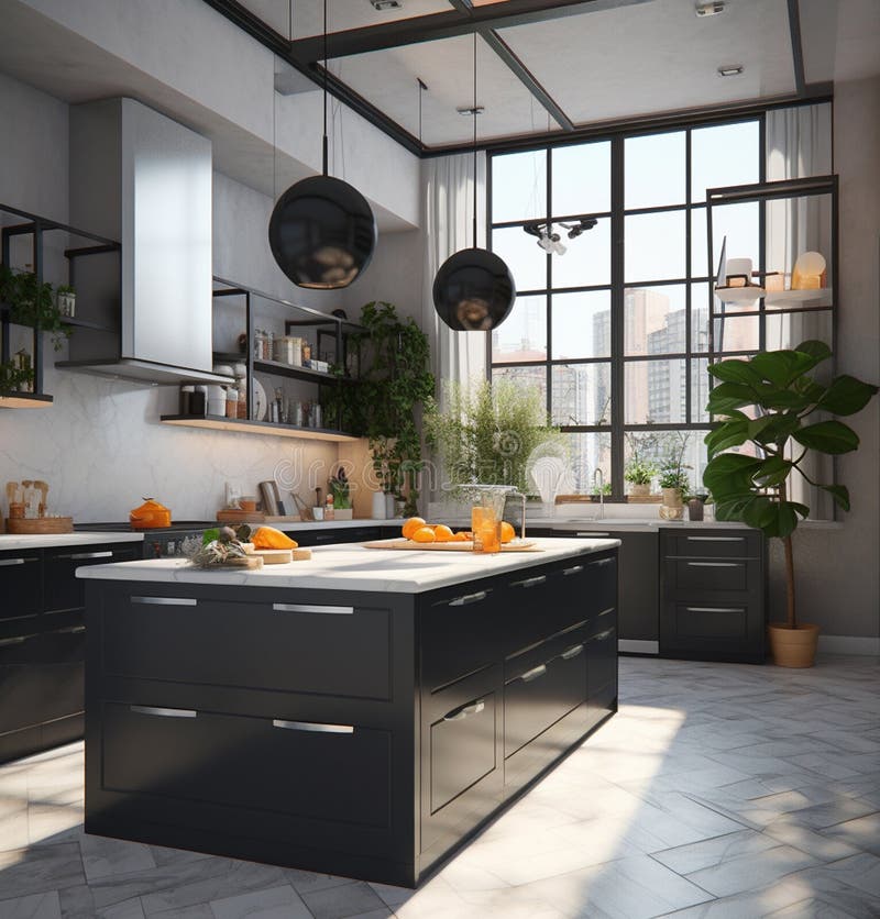 Interior Kitchen Table Stock Illustration Illustration of architecture, trendy 278307001