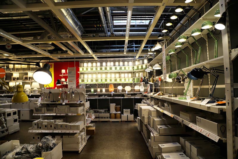 Interior of Large IKEA Store with a Wide Range of Products in Russia ...