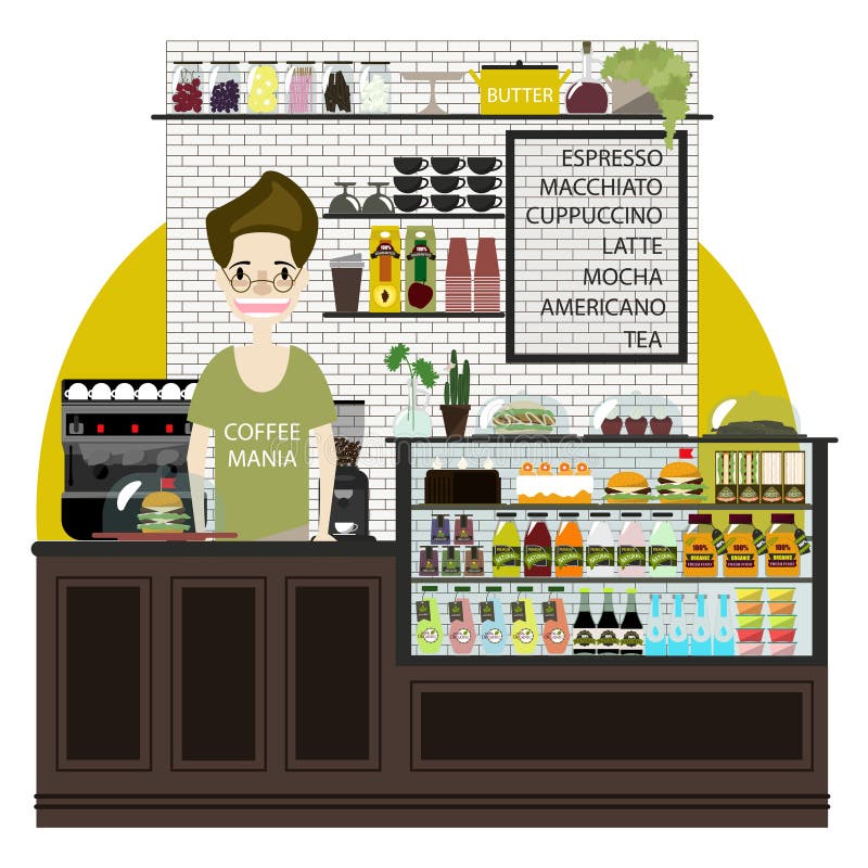 Interior liso moderno do café da cafetaria do projeto ilustração royalty free Interior liso moderno do café da cafetaria do projeto ilustração royalty free