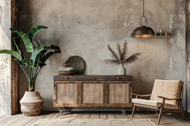 Interior of a living room with a chair and table. Suitable for home decor websites royalty free stock images