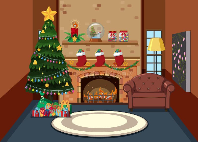 christmas living room illustration