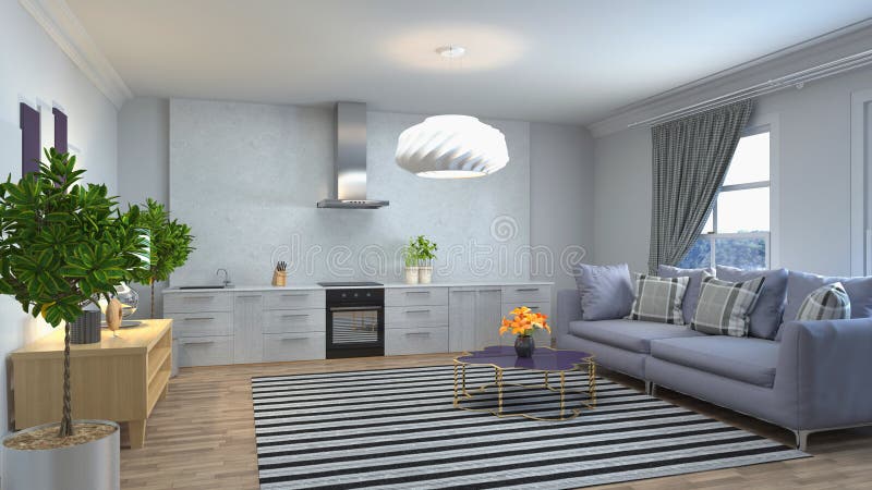 Interior of the living room. 3D illustration