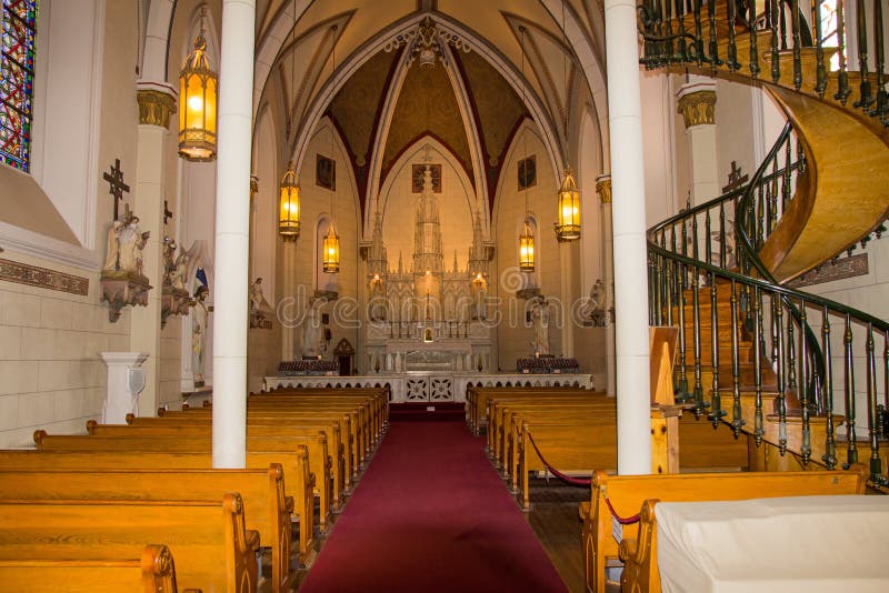 Loretto Chapel Miraculous Staircase in Santa Fe, New Mexico Editorial