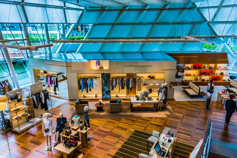Interior of Louis Vuitton Fashion House in Singapore Editorial