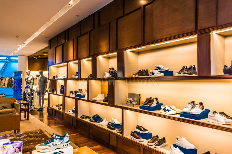 SINGAPORE - MAR 3, 2020: Interior of Louis Vuitton fashion house