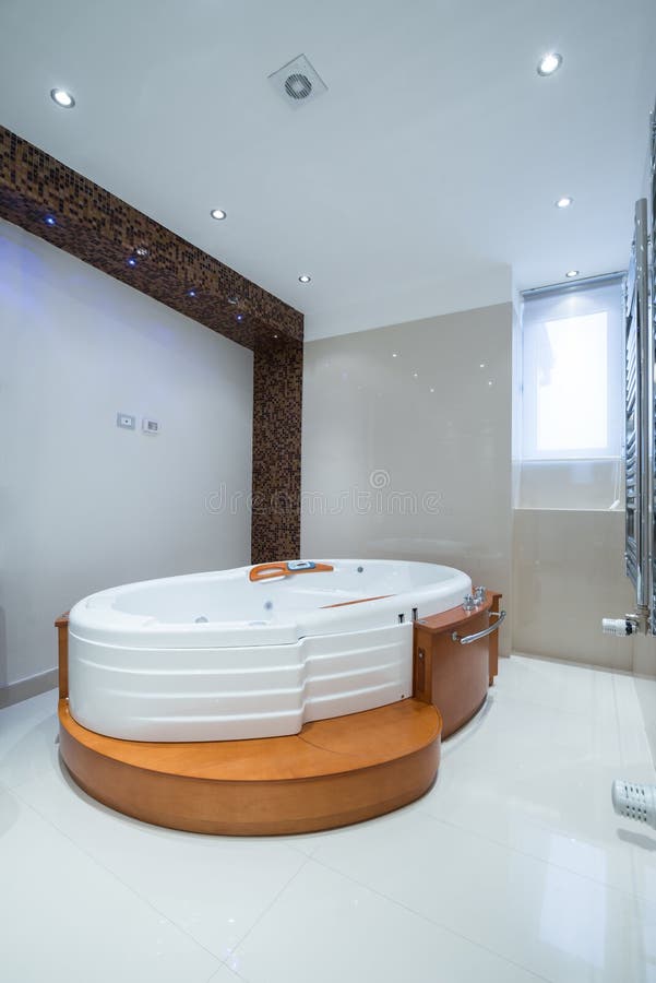 Interior of a Luxury Bathroom with Jacuzzi Tub Stock Photo Image of