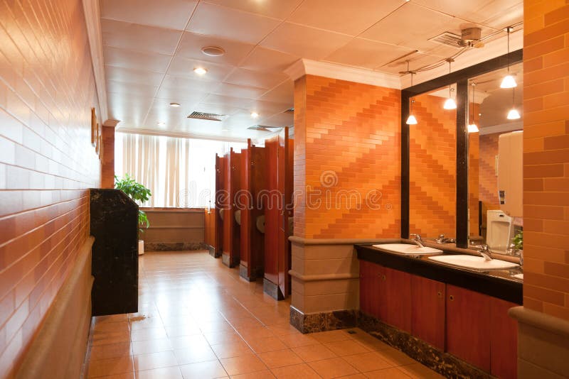Interior of a luxury public restroom stock photo