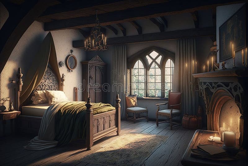 3D Model Collection Medieval Bedroom Elegant Furnishings VR / AR / low-poly  | CGTrader