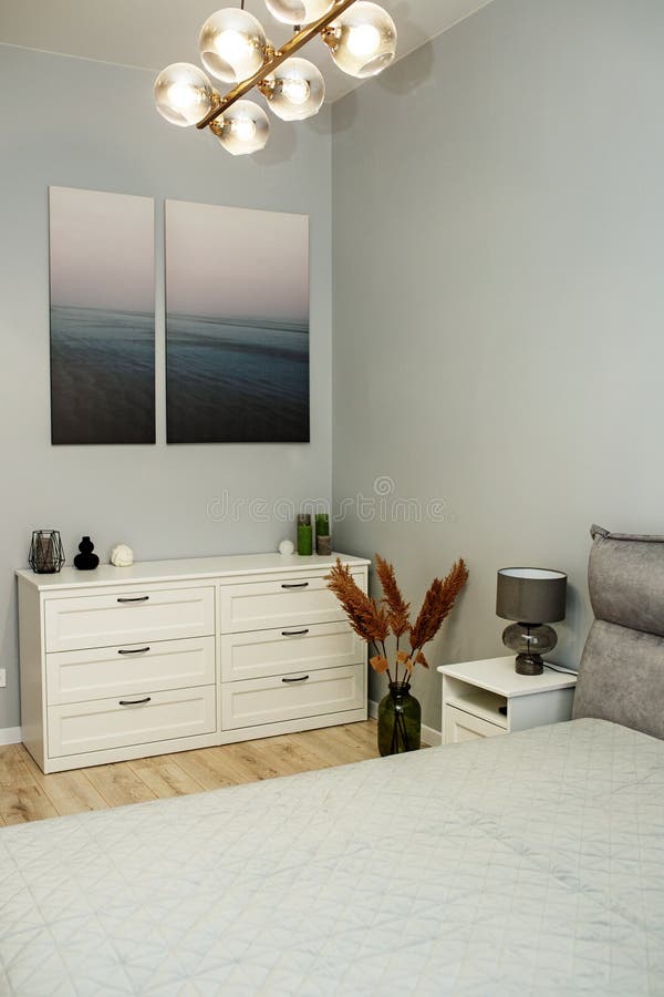 Interior of Modern Bedroom in Light Design Stock Photo - Image of wood, people: 293207678