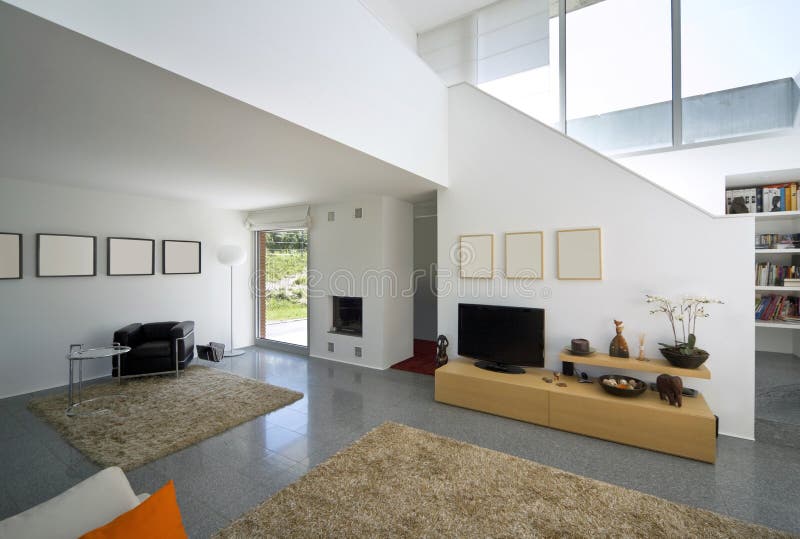 Interior modern brick house stock photo