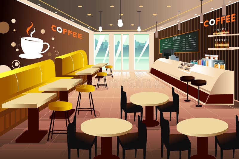 Interior of a modern coffee shop vector illustration