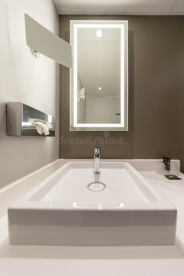 Interior of a Modern Hotel Bathroom with a Mirror Stock Image Image