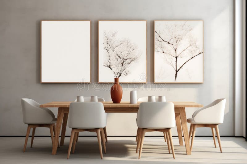 The Interior of a Modern Kitchen and Living Room with a Dining Table
