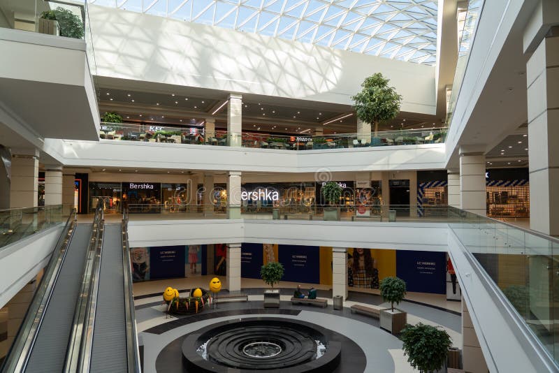 Interior of the Modern Large Shopping and Entertainment Complex Trinity with a Transparent Glass Roof Editorial Image - Image of contemporary, multilevel: 215753829