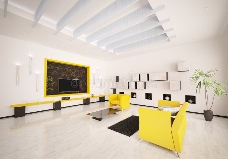 Interior of modern living room 3d render