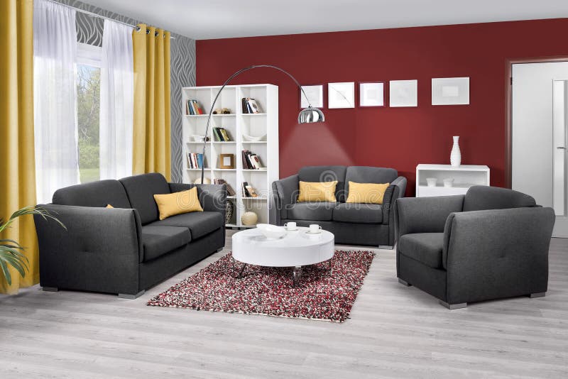 Interior of a Modern Living Room in Color Stock Photo - Image of color