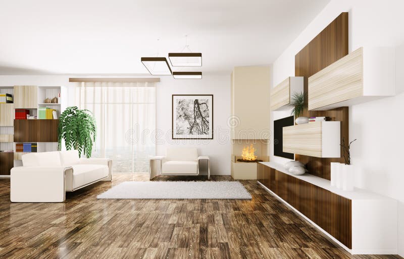 Interior of modern living room 3d