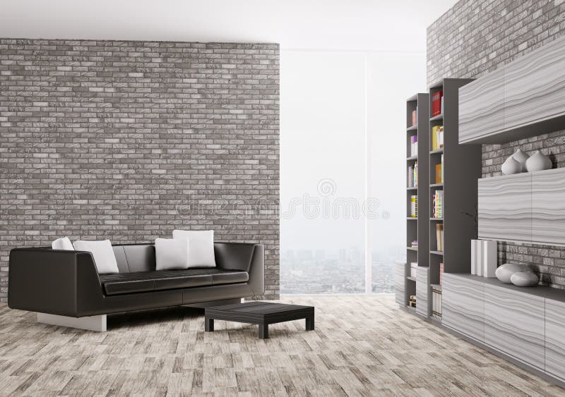 Interior of modern living room 3d