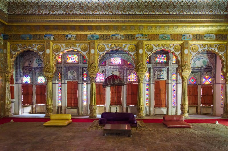 Interior mughal architectural details of Mehrangarh Fort