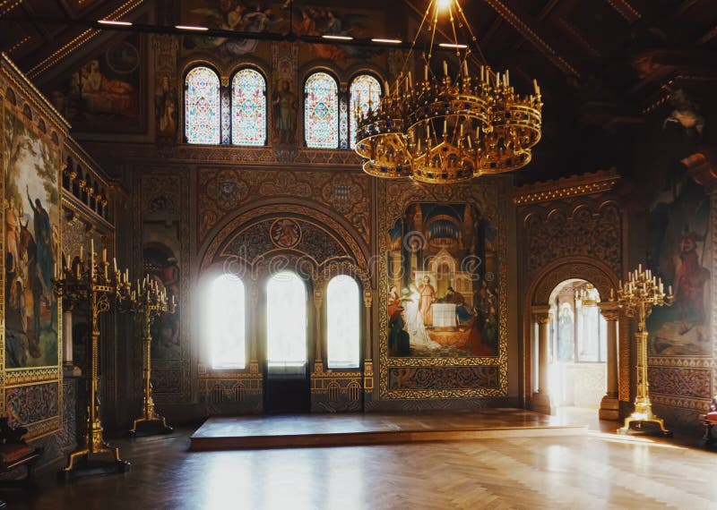 Interior of Neuschwanstein Castle in Bavaria region of Germany