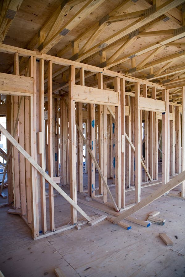 Interior of New Apartment Building under Construction stock image