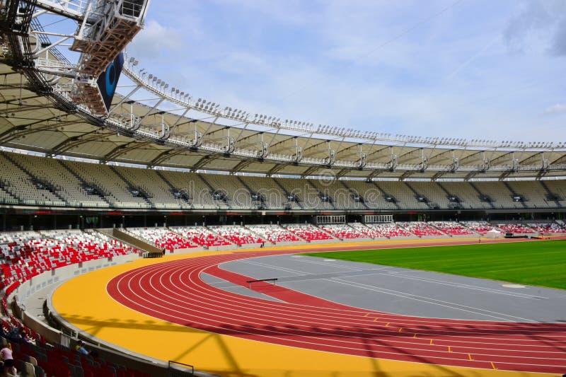 The Interior of the New Athletics Stadium in Budapest. Seating Area