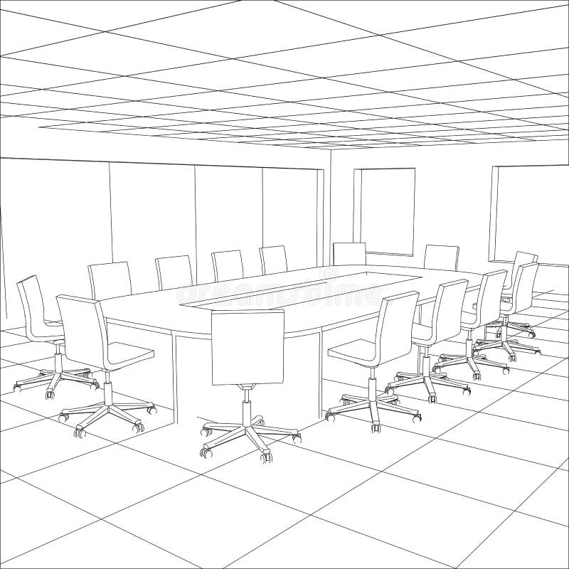 Interior office meeting room. Tracing illustration vector illustration