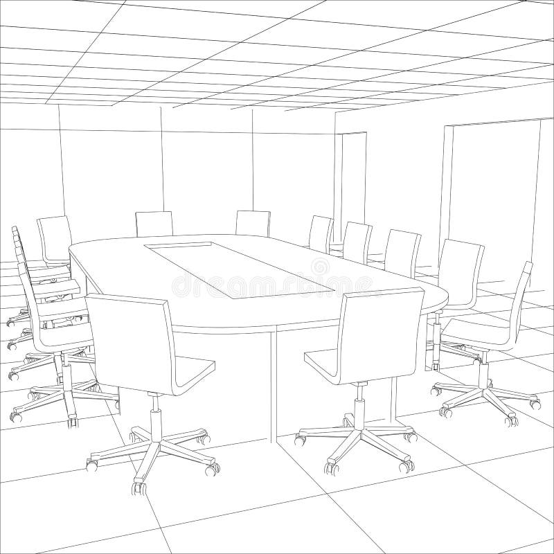 Interior office meeting room. Tracing illustration royalty free illustration